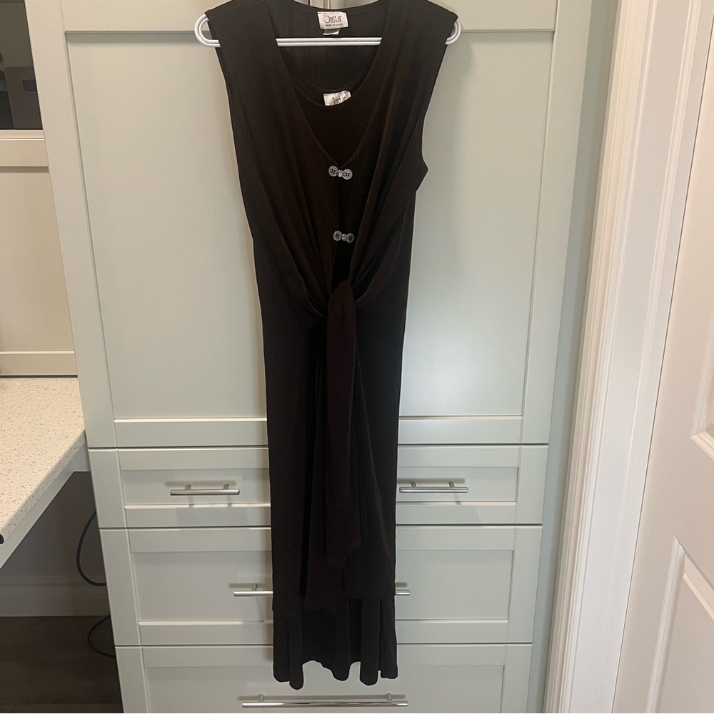JOSTAR Two Piece Stretchy Brown Dress and OverDress Women's Size Medium - Picture 7 of 12